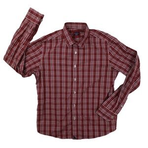UNTUCKit Burgundy Red Plaid Long Sleeve Button Up Shirt Chevalier Men's Medium